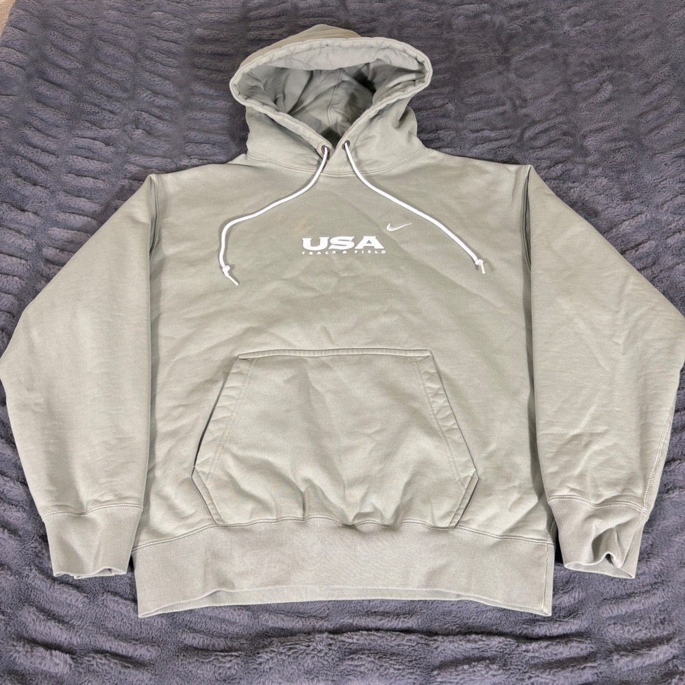 Nike USA Track & Field Hoodie Sage Green Oil Green DX1355-370 Mens Medium